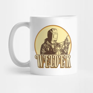 Welder drawing with retro style Mug